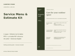 Landscaping Service Menu & Estimate Kit