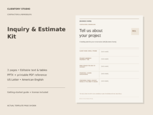 Contractors & Remodelers Inquiry & Estimate Kit