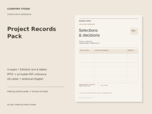 Contractors & Remodelers Project Records Pack