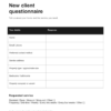 Residential cleaning new client questionnaire template preview