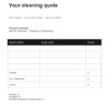 Editable residential cleaning quote summary preview
